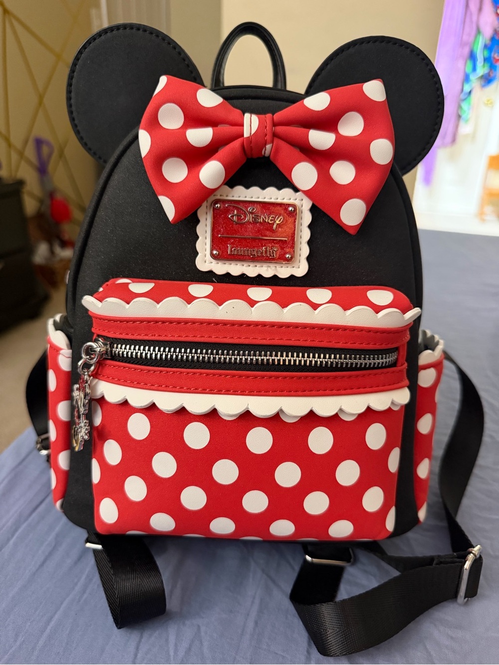Disney Red and White Polka Dot Minnie Ears Mini Backpack